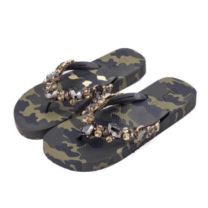 Flip-Flop / Camouflage Khaki - Schwarz