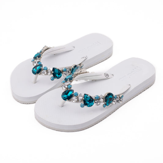 Flip-Flop / Katja - Weiß-Türkis