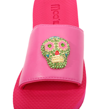 Pantolette / Totenkopf - Pink