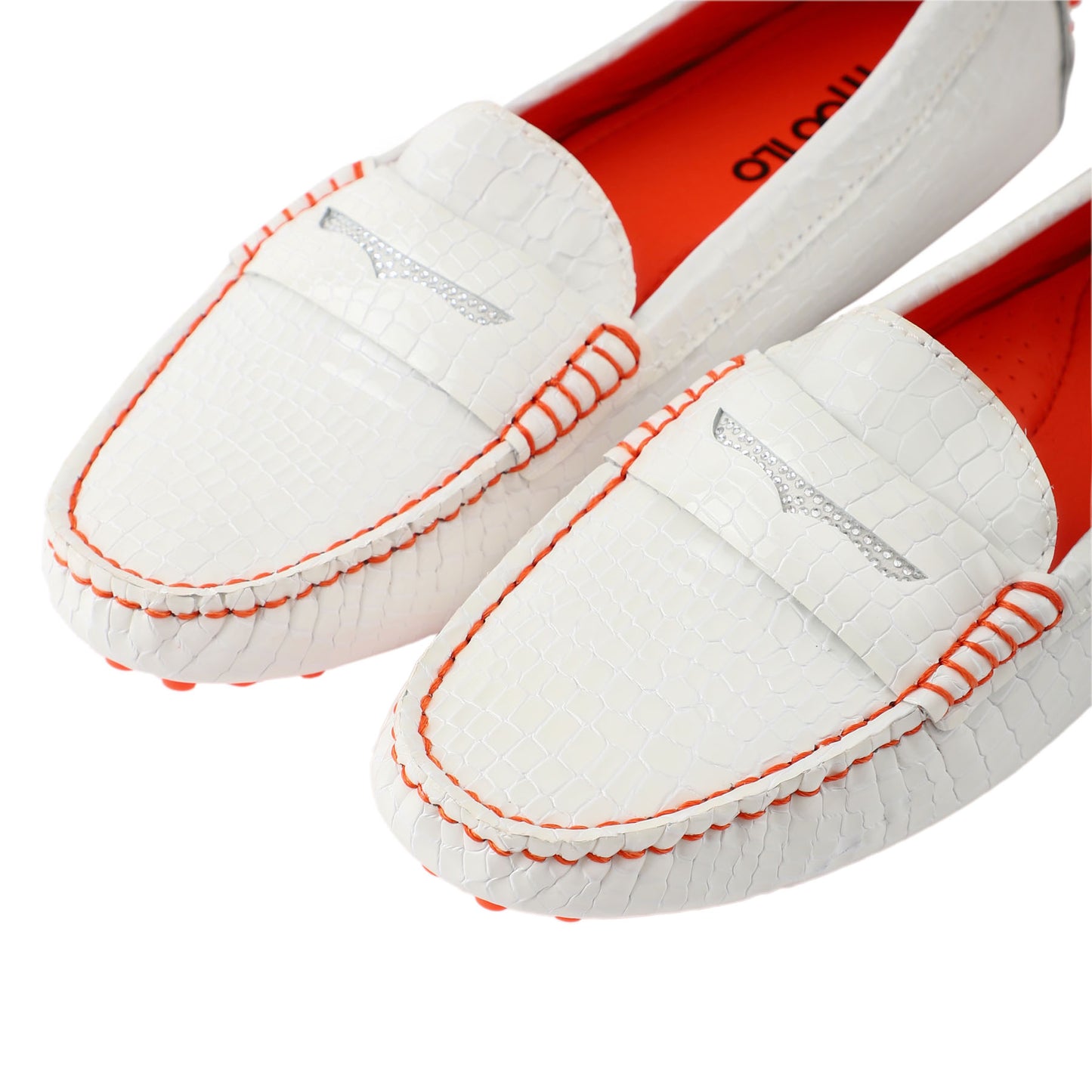 Schuhe / Moccasins - Weiß Croco