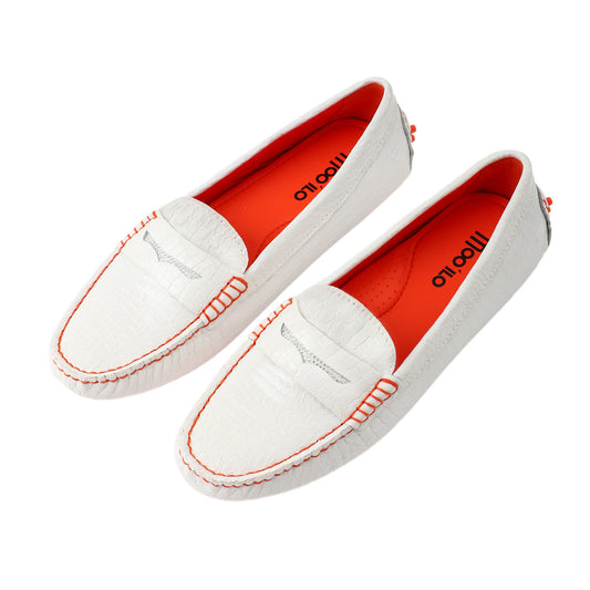 Schuhe / Moccasins - Weiß Croco