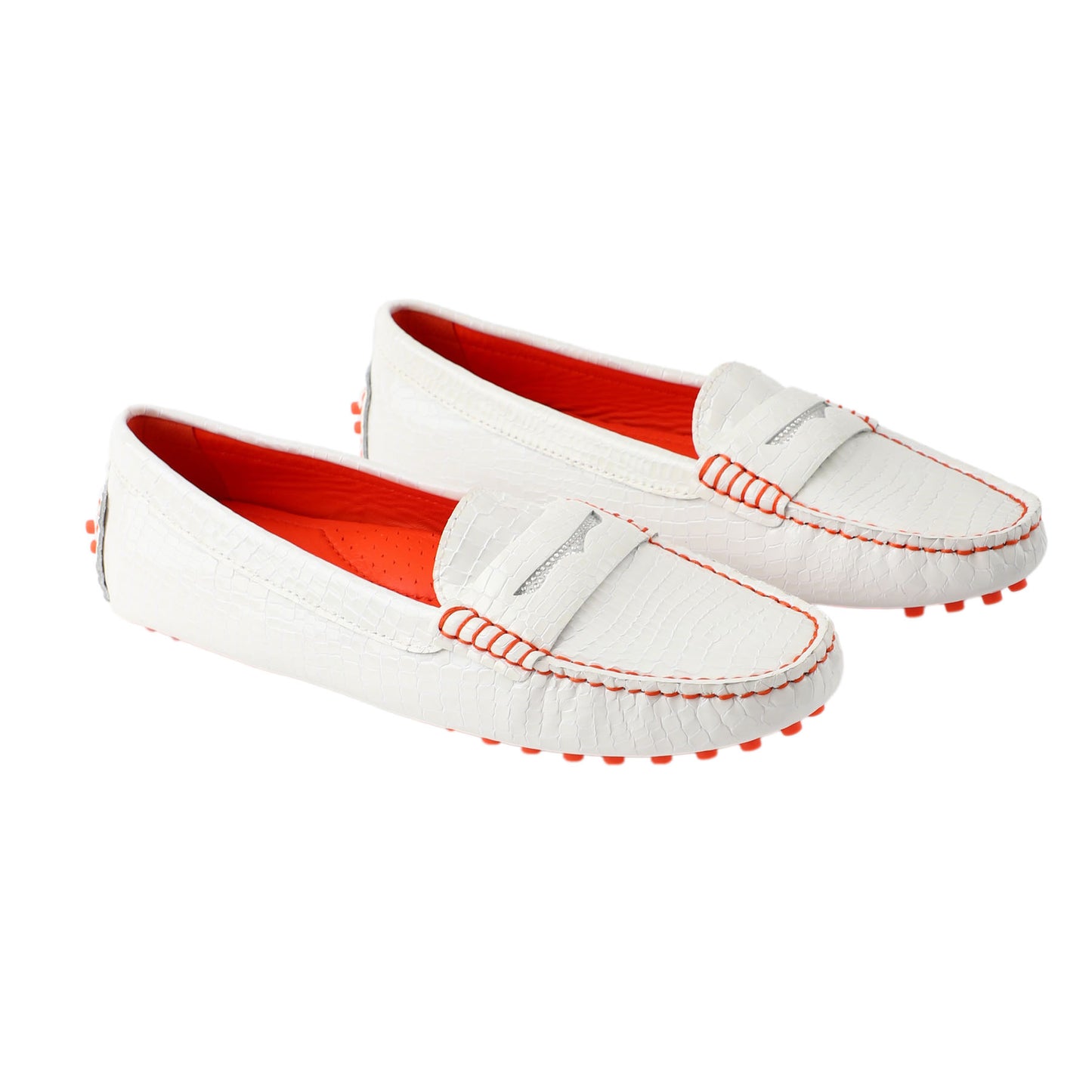 Schuhe / Moccasins - Weiß Croco