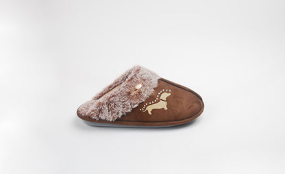 Hausschuhe / Slipper Dackel - Braun