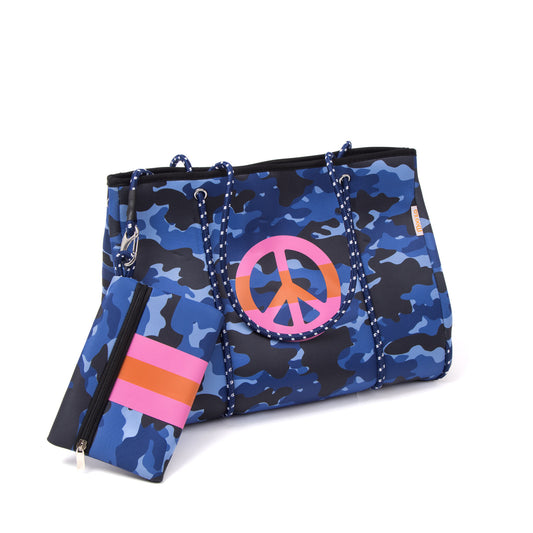 Taschen / Neopren-Shopper Lilly - Camouflage Navy