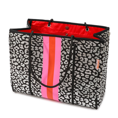 Taschen / Neopren-Shopper Lilly - Leo Schwarz-Silber