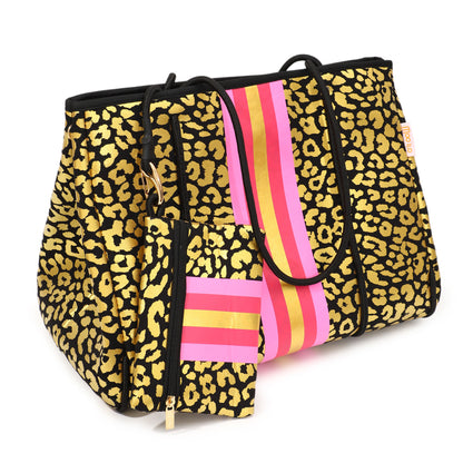 Taschen / Neopren-Shopper Lilly - Leo Schwarz-Gold