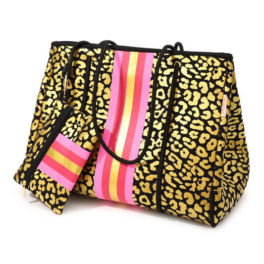 Taschen / Neopren-Shopper Lilly - Leo Schwarz-Gold