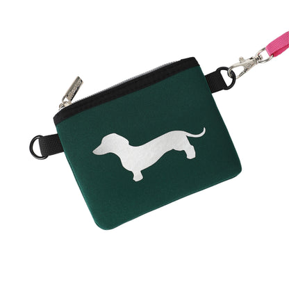 Taschen / Neopren-Umhängetasche Cleo - Dackel Dunkelgrün-Silber