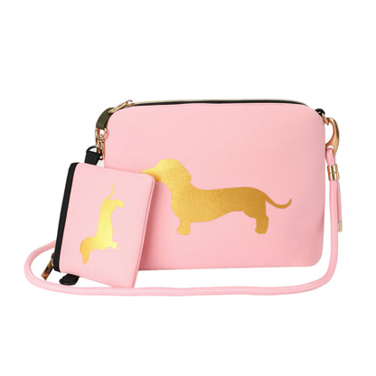 Taschen / Neopren-Umhängetasche Cleo - Dackel Rose-Gold