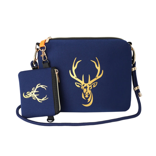 Taschen / Neopren-Umhängetasche Cleo - Hirsch Navy-Gold