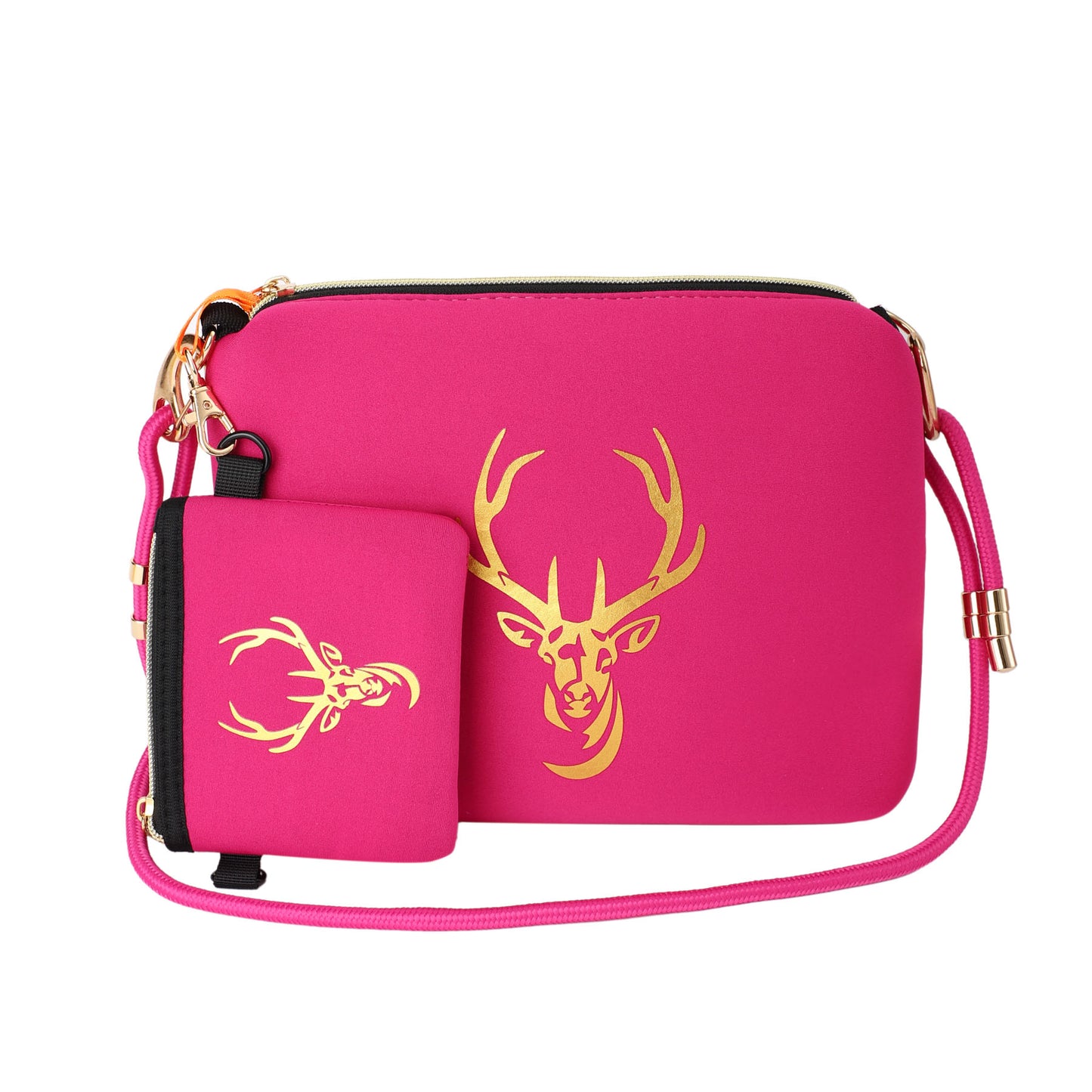 Taschen / Neopren-Umhängetasche Cleo - Hirsch Pink-Gold