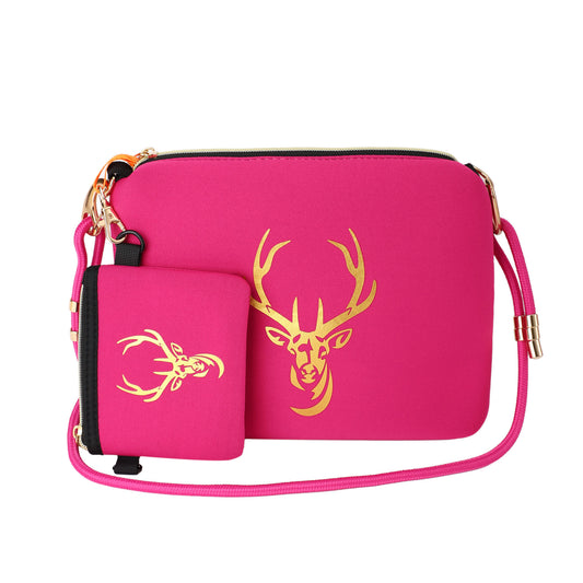 Taschen / Neopren-Umhängetasche Cleo - Hirsch Pink-Gold