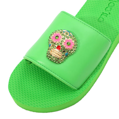 Pantolette / Totenkopf - Grün Set A