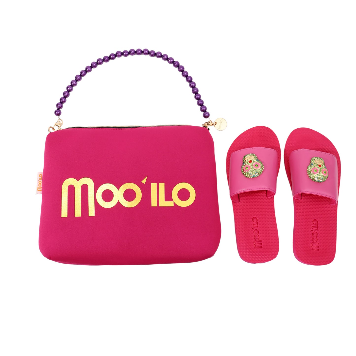 Pantolette / Totenkopf - Pink Set A