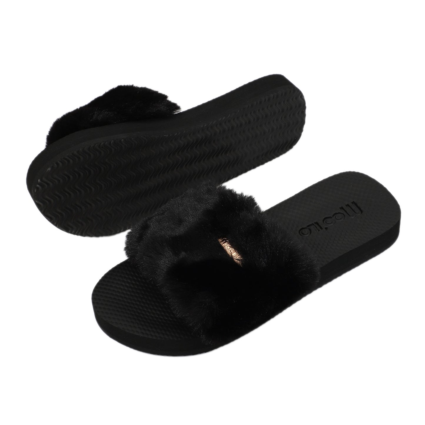 Pantolette / Teddy - Schwarz Set A