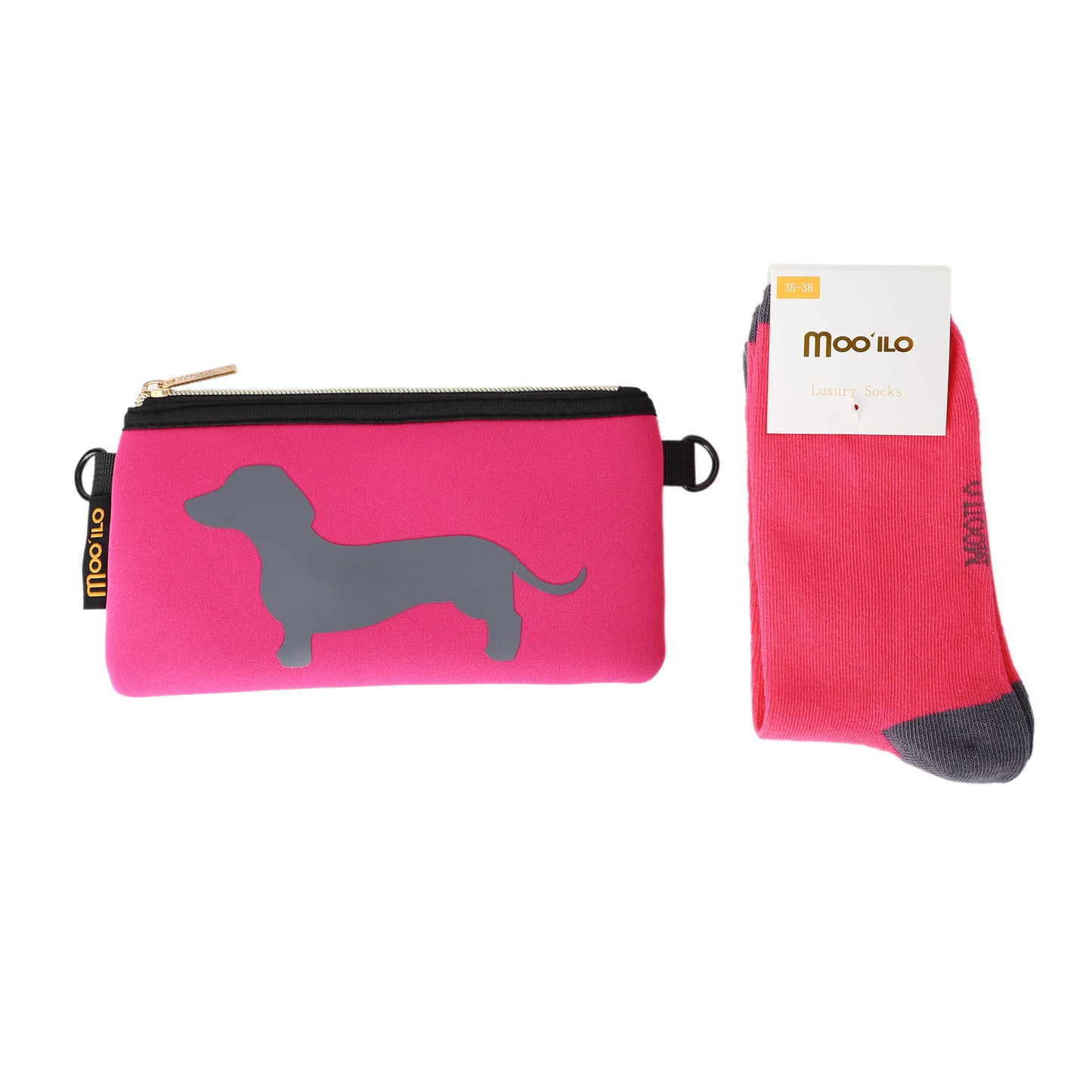 Socken / Dackel Pink-Grau - 6er Set