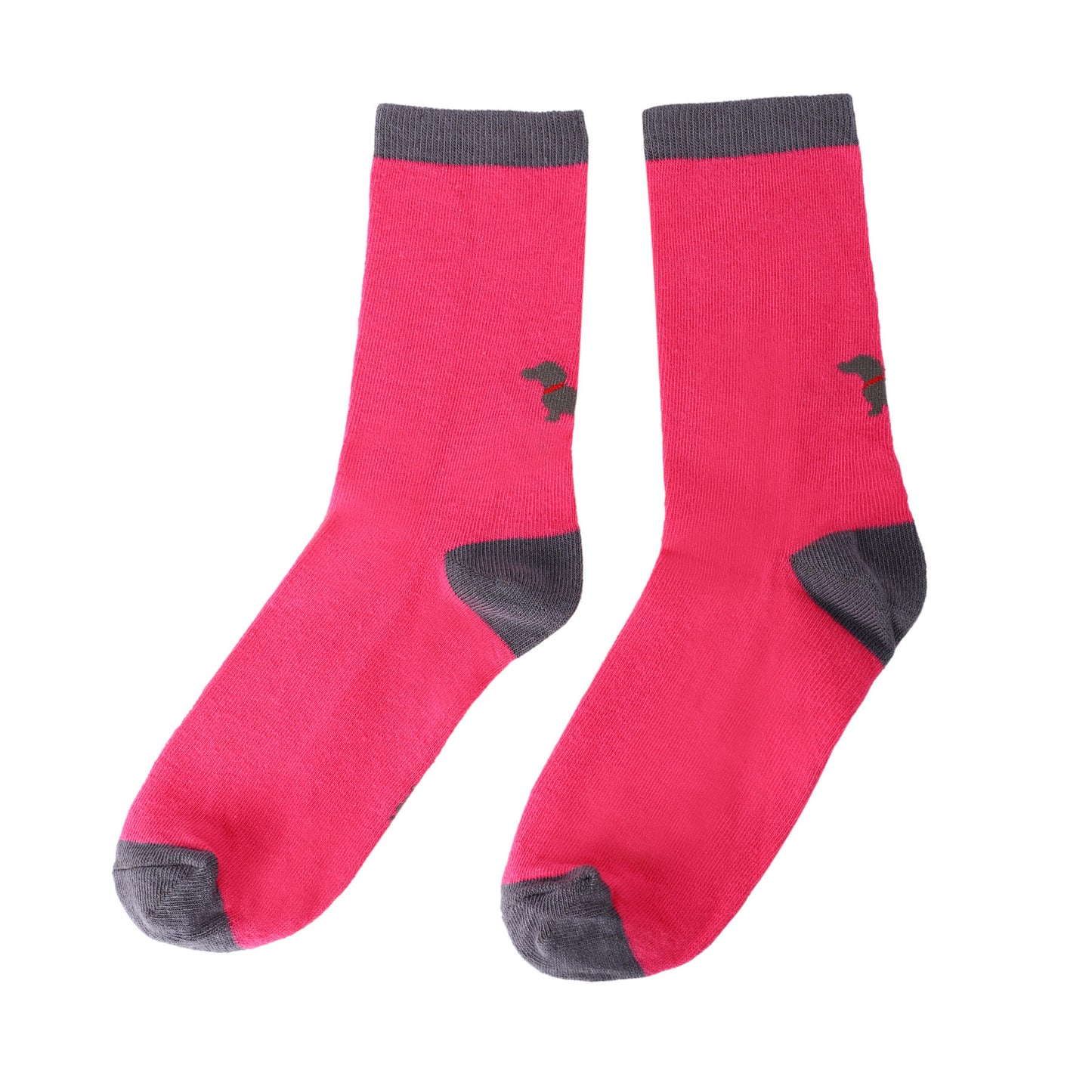 Socken / Dackel Pink-Grau - 6er Set