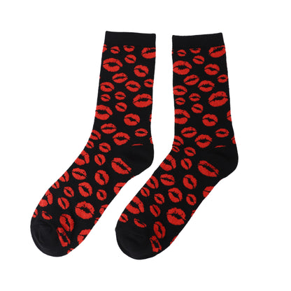 Socken / Kuss Schwarz-Rot - 6er Set