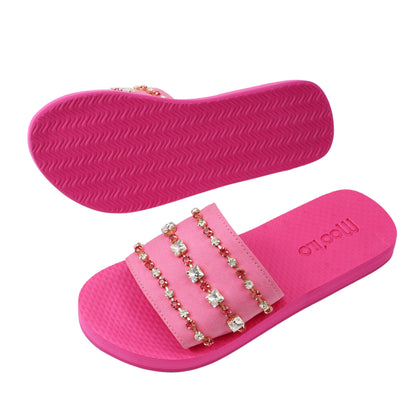Pantolette / Bandage Jeans mit Steinen - Pink Set A