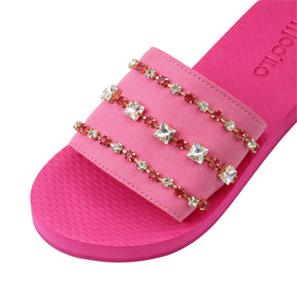 Pantolette / Bandage Jeans mit Steinen - Pink Set A