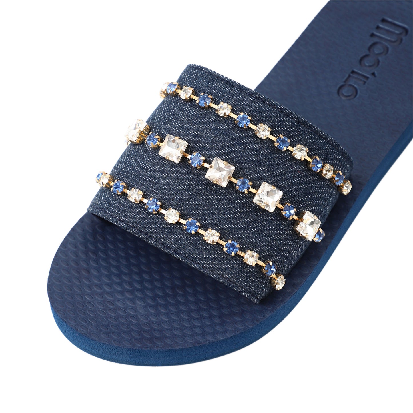 Pantolette / Bandage Jeans mit Steinen - Blau Set B