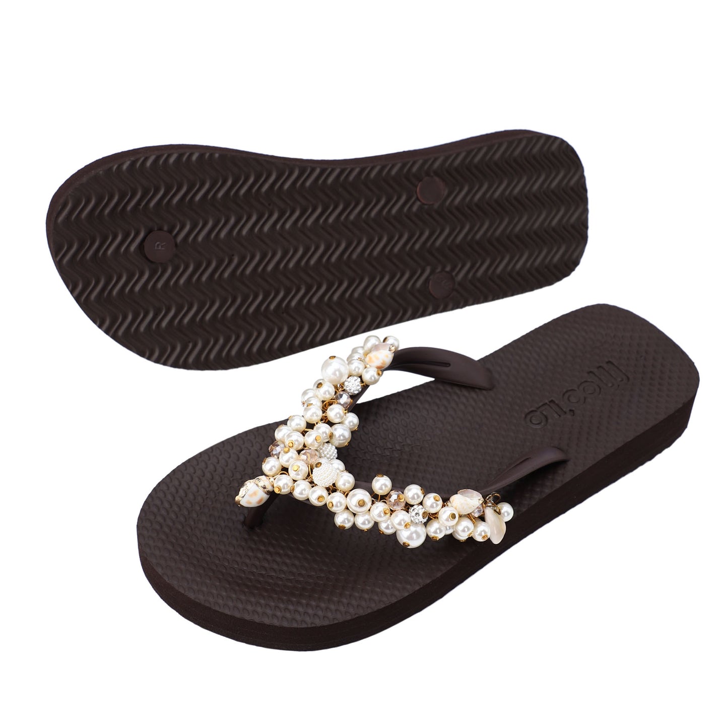 Flip-Flop / Muschel - Dunkelbraun Set B