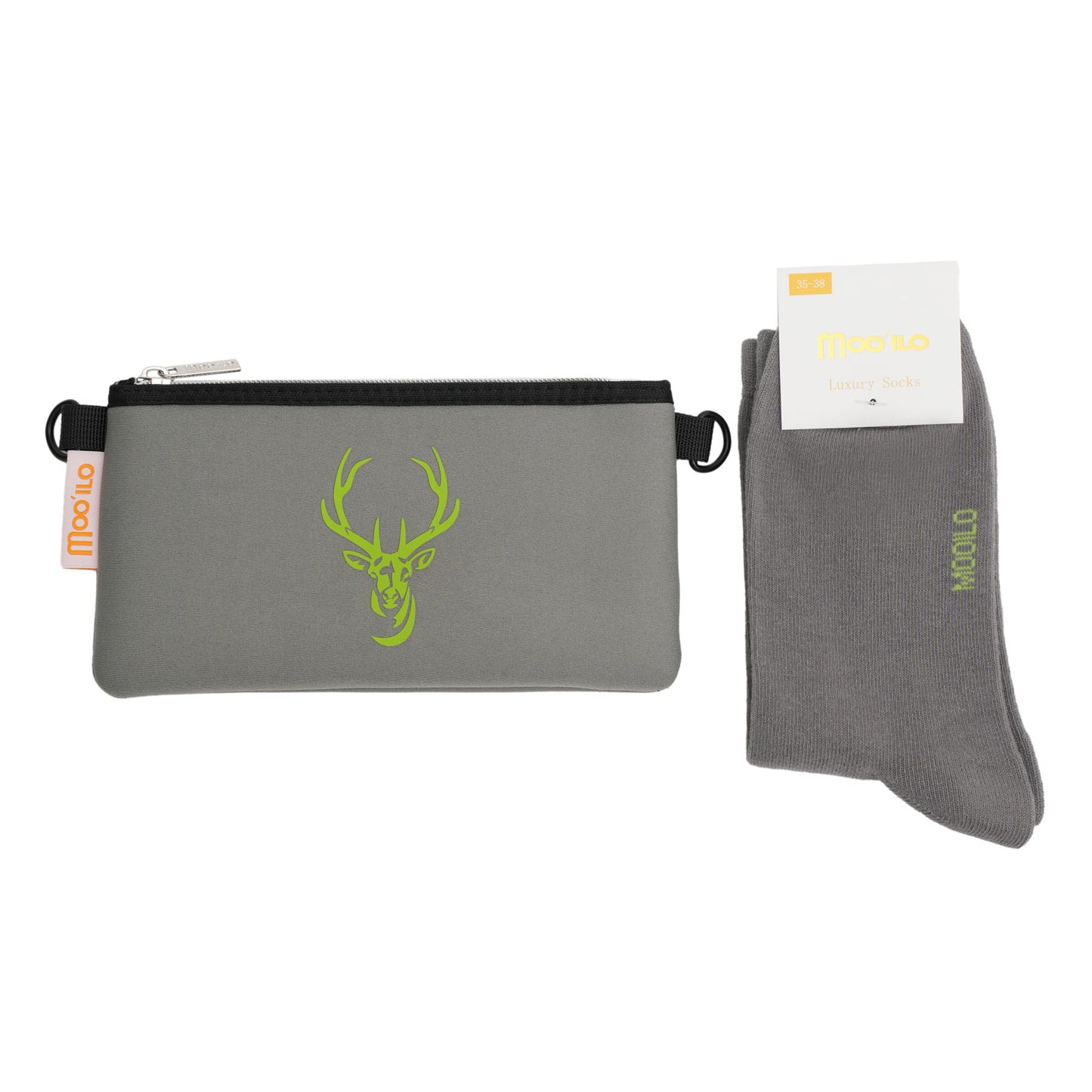 Socken / Hirsch Grau-Grün - 6er Set