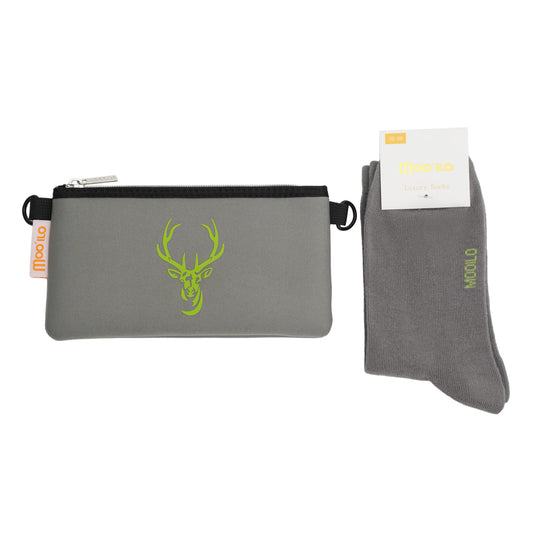 Socken / Hirsch Grau-Grün - 6er Set