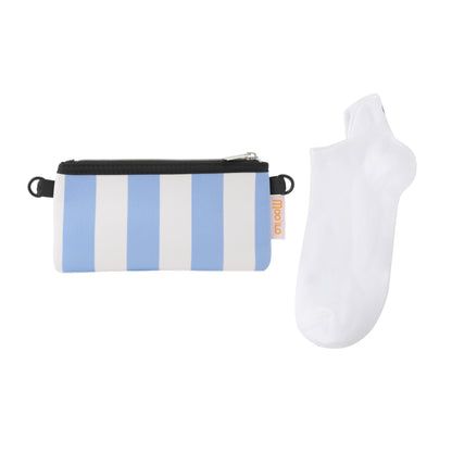 Socken / Streifen - Weiß-Blau - 6er Set