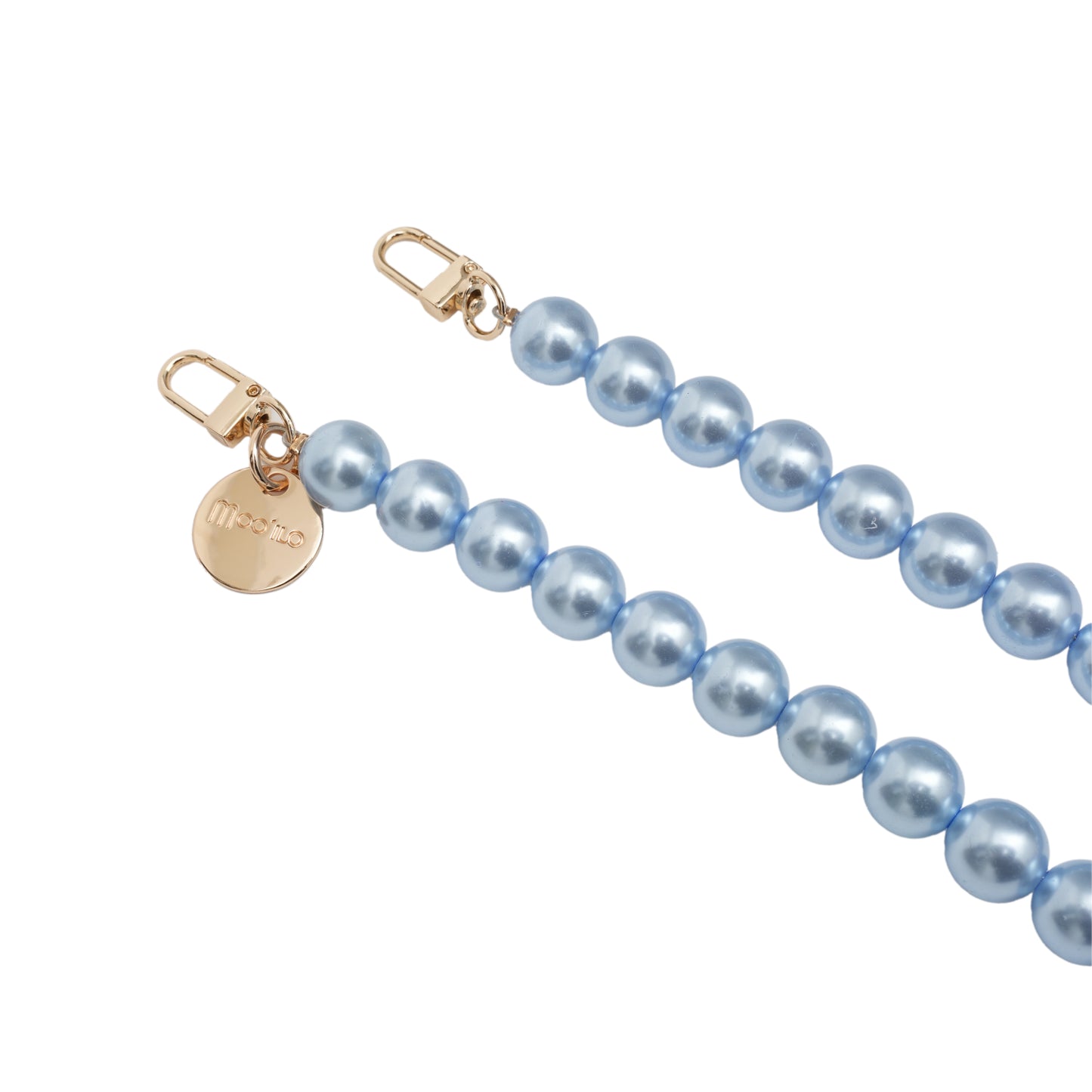 Accessoires / Handy- & Taschenkette Perlen 16mm - Hellblau-Gold