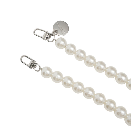 Accessoires / Handy- & Taschenkette Perlen 16mm - Weiß-Silber