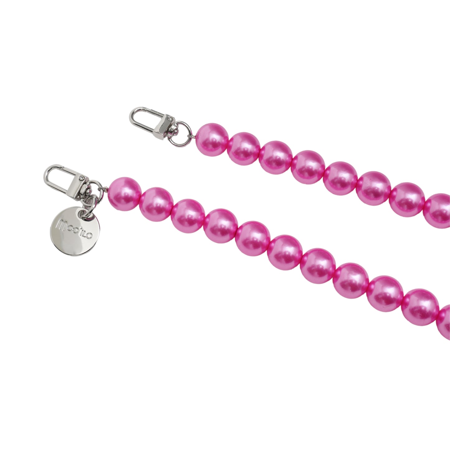 Accessoires / Handy- & Taschenkette Perlen 16mm - Pink-Silber