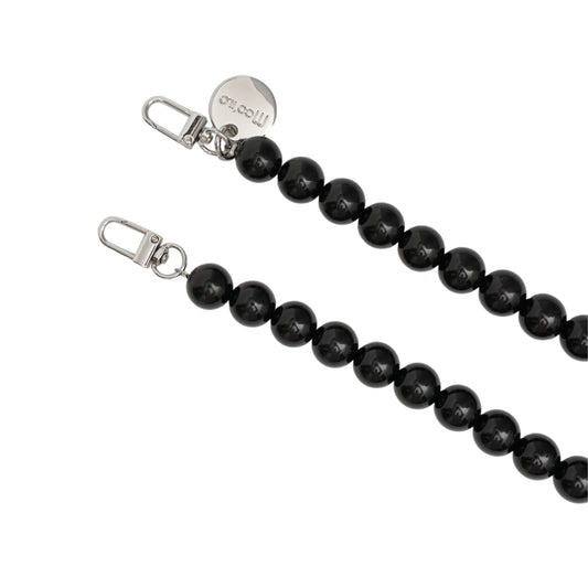 Accessoires / Handy- & Taschenkette Perlen 16mm - Schwarz-Silber