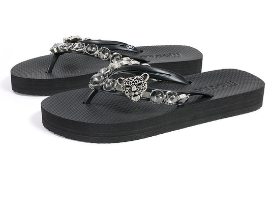 Flip-Flop / Leopard - Schwarz-Silber Set B