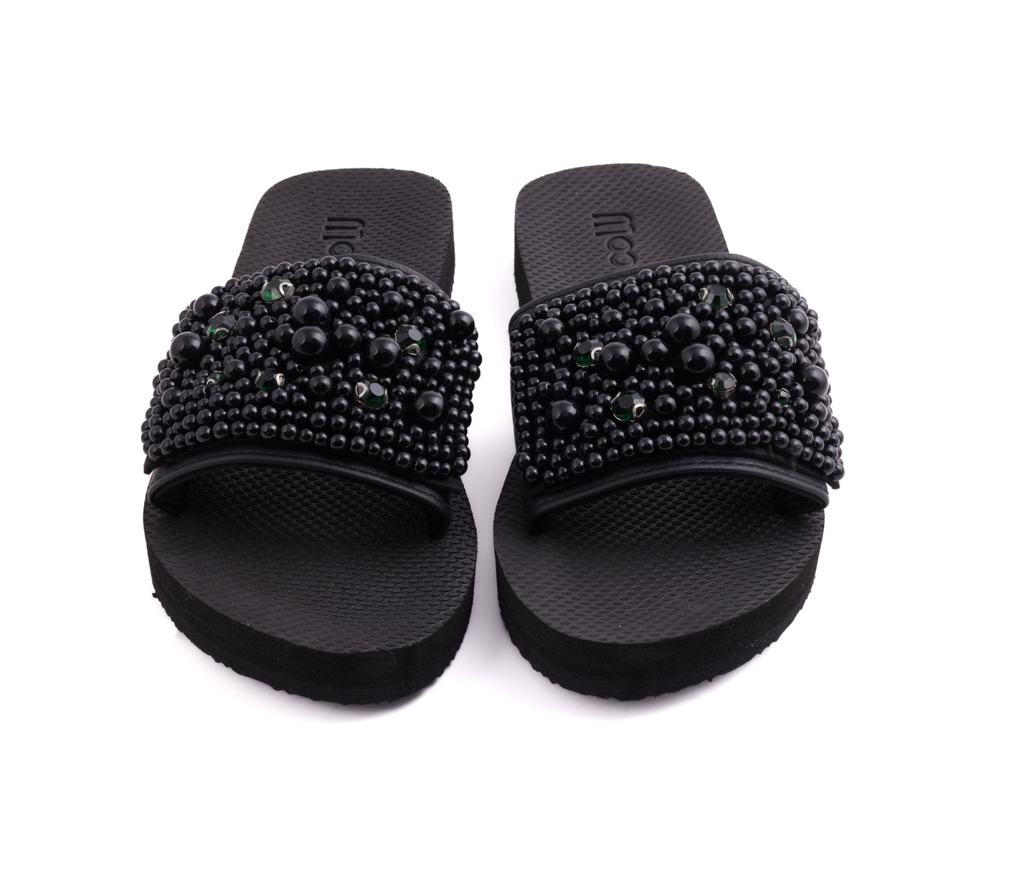 Pantolette / Perlen - Grün