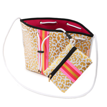 Taschen / Neopren-Umhängetasche Sarah - Leo Weiß-Gold