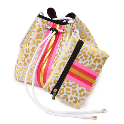 Taschen / Neopren-Umhängetasche Sarah - Leo Weiß-Gold