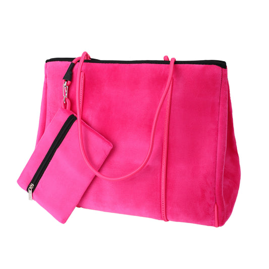 Taschen / Neopren-Samt-Shopper Lilly - Pink-Grau