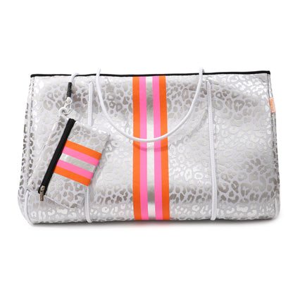 Taschen / Neopren-Shopper Xara - Leo Weiß-Silber