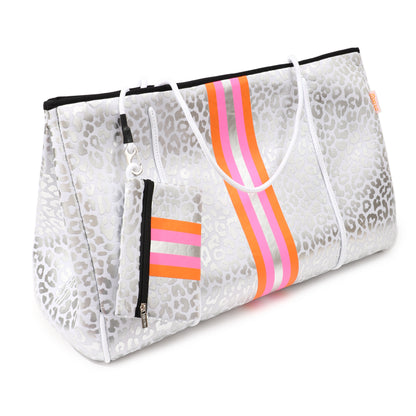 Taschen / Neopren-Shopper Xara - Leo Weiß-Silber