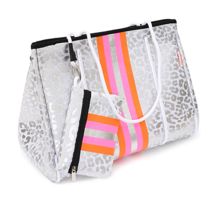 Taschen / Neopren-Shopper Lilly - Leo Weiß-Silber