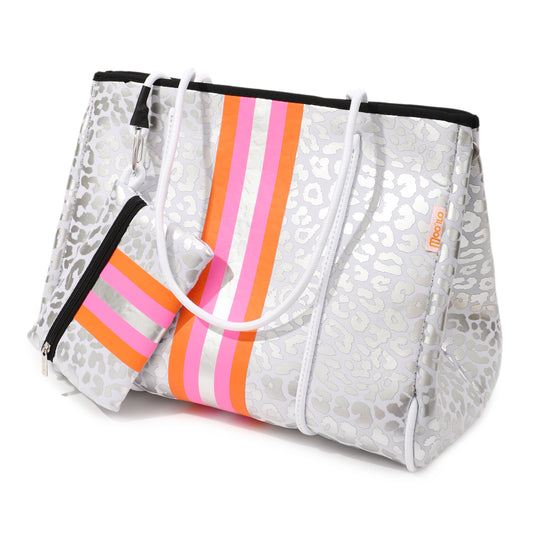 Taschen / Neopren-Shopper Lilly - Leo Weiß-Silber