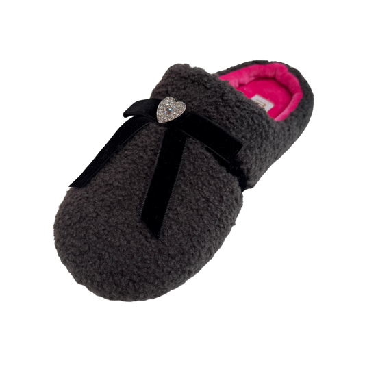 Hausschuhe / Slipper Schleife - Schwarz 10er Set