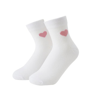 Socken / Streifen - Weiß-Pink - 6er Set