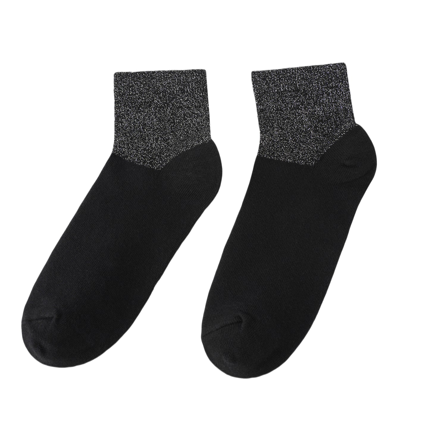 Socken / Wellen - Schwarz-Silber - 6er Set