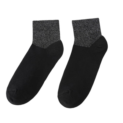 Socken / Wellen - Schwarz-Silber - 6er Set