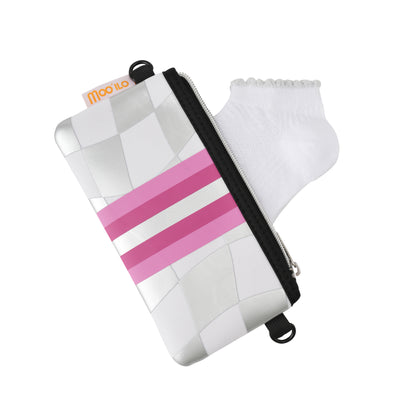 Socken / Karo - Weiß-Silber - 6er Set