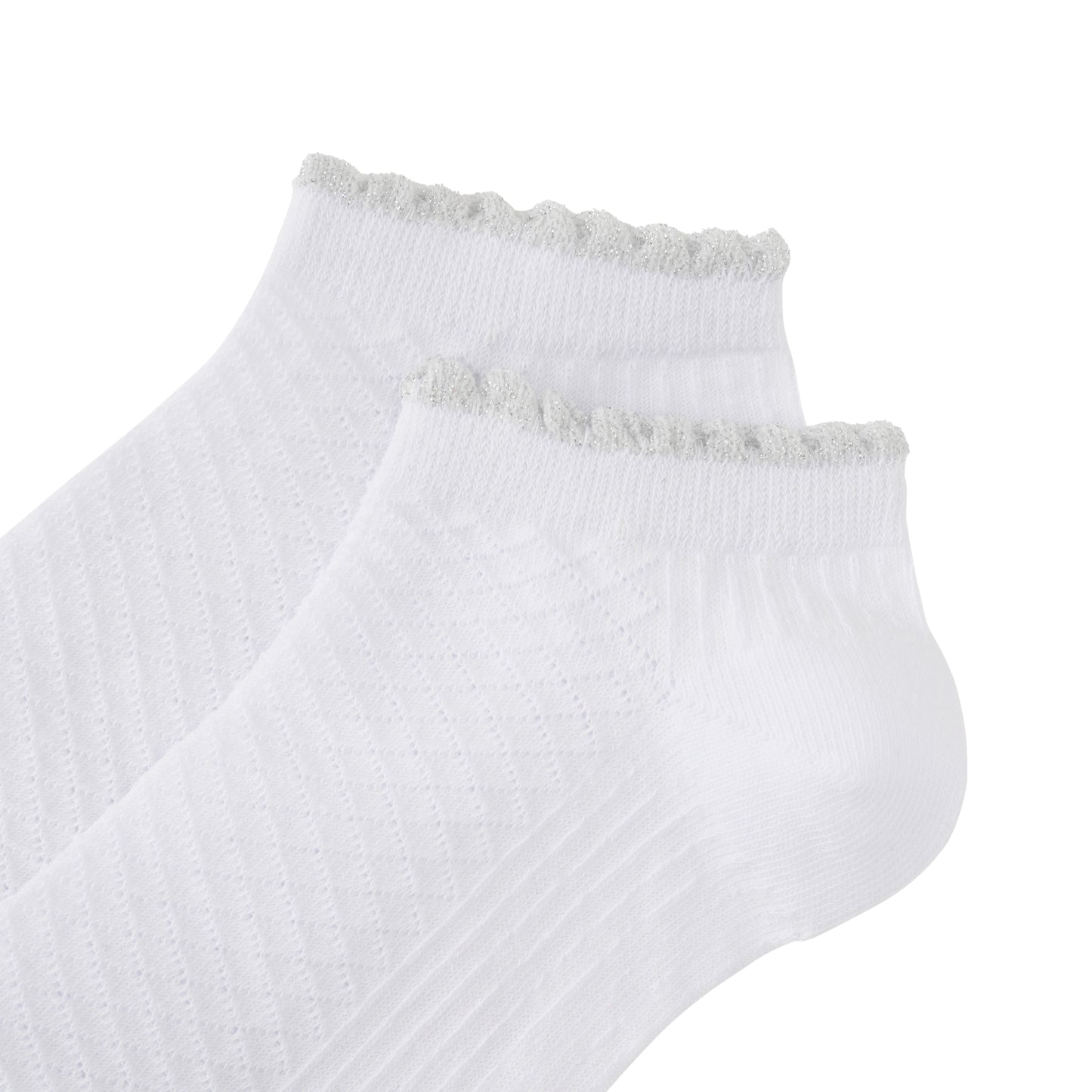 Socken / Karo - Weiß-Silber - 6er Set