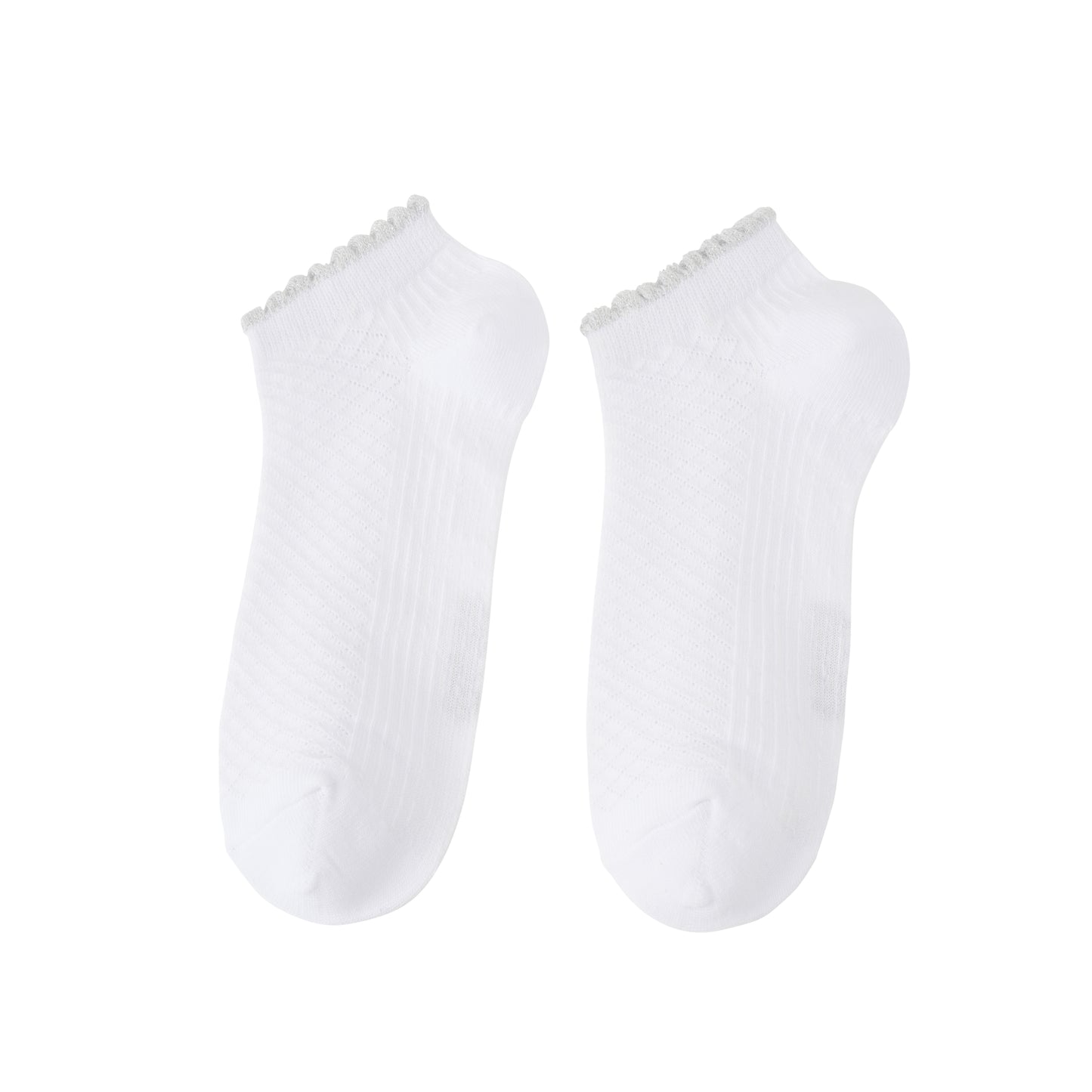 Socken / Karo - Weiß-Silber - 6er Set