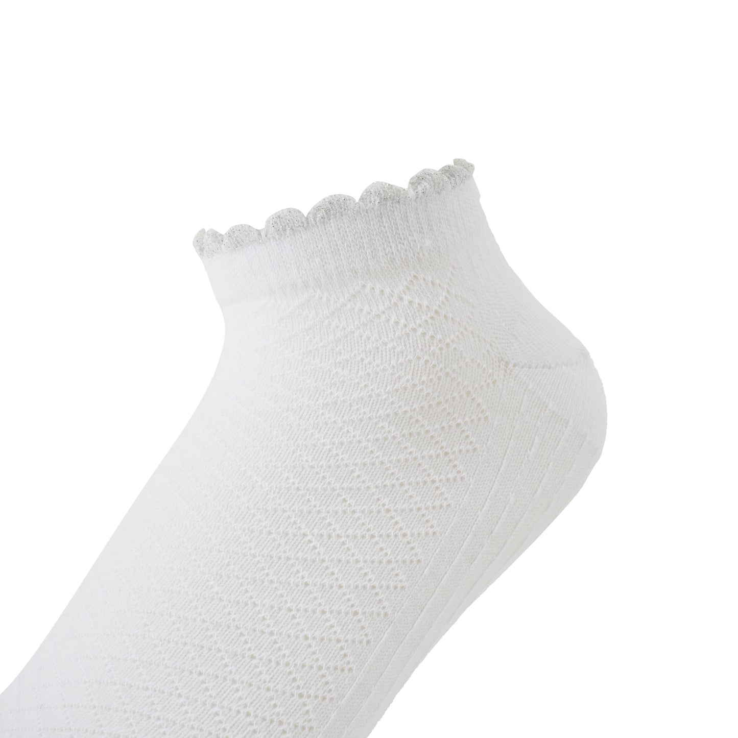 Socken / Karo - Weiß-Silber - 6er Set